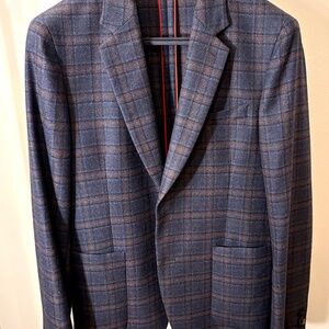 Paul Smith Navy check sport coat blazer 40R  100% wool Made in Italy